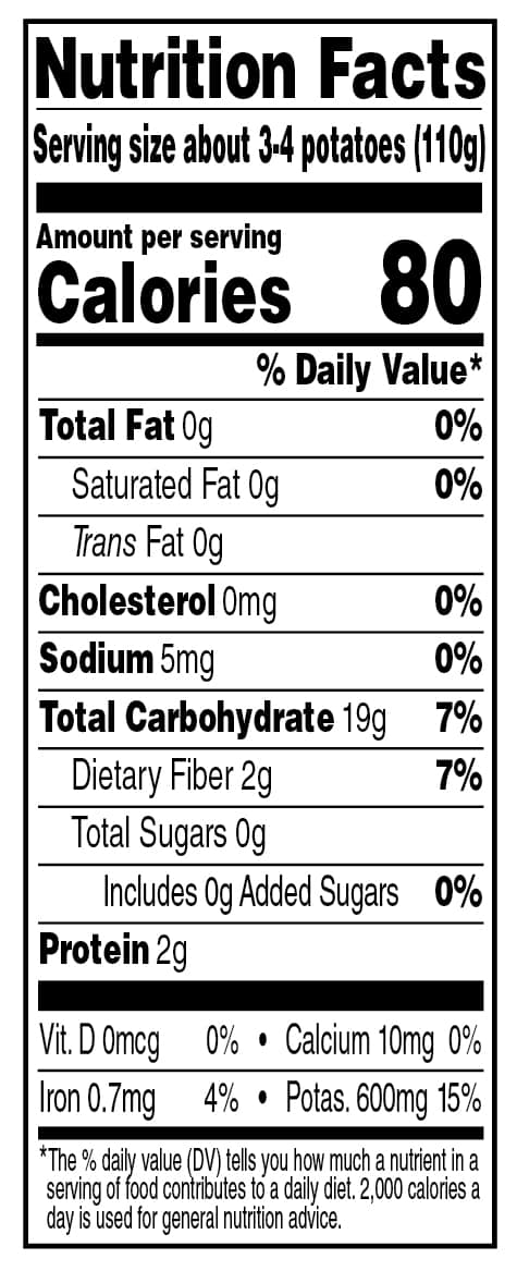 Tasteful Selections American Blend Bite-Size Potatoes Mesh Pillow Pack Nutrition Facts