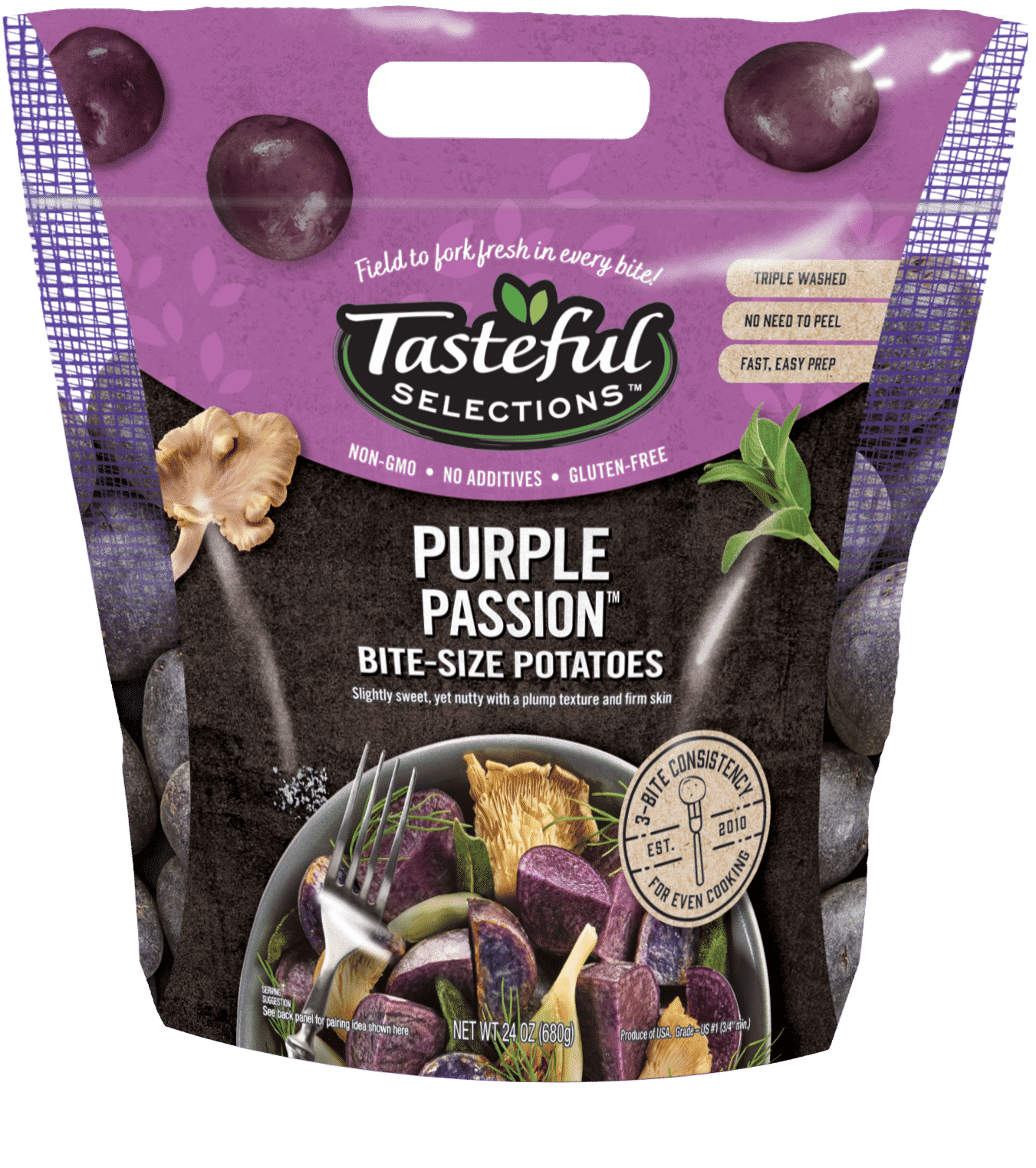 Tasteful Selections Purple Passion Bite-Size Potatoes Gusseted Bag 3-Bite