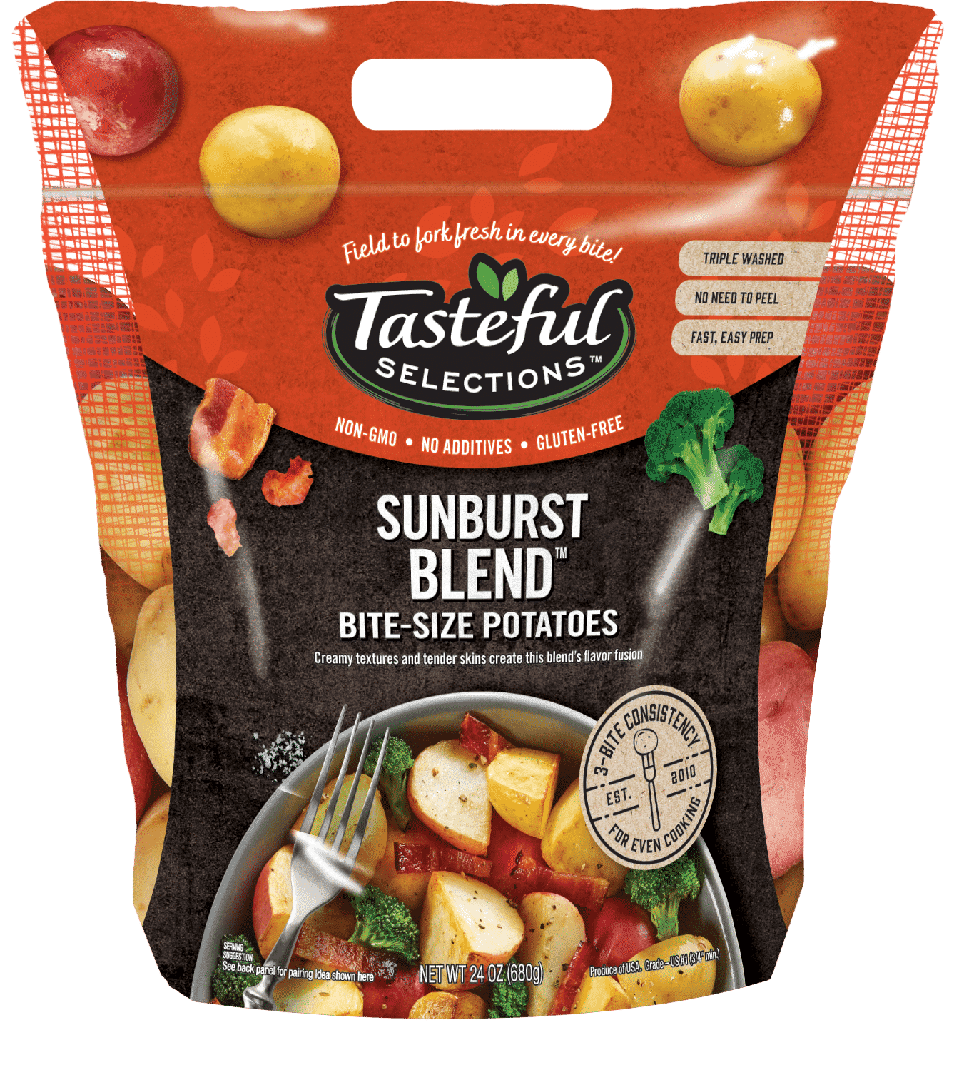 Tasteful Selections Sunburst Blend Bite-Size Potatoes Gusseted Bag 3-Bite