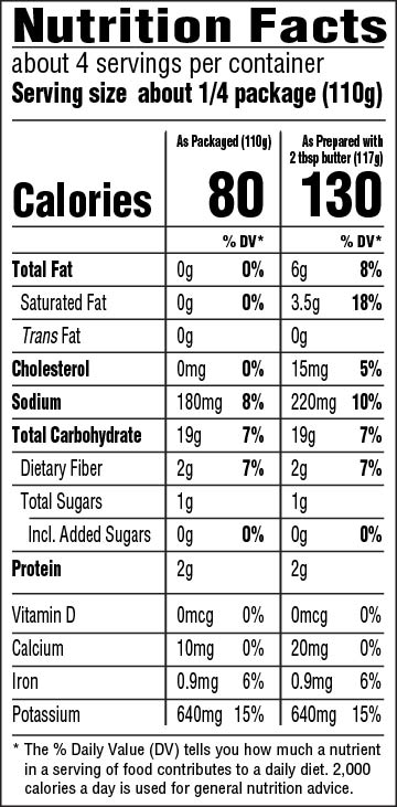 Garden Herb Bite-Size Potatoes Micro Tray Nutrition Facts