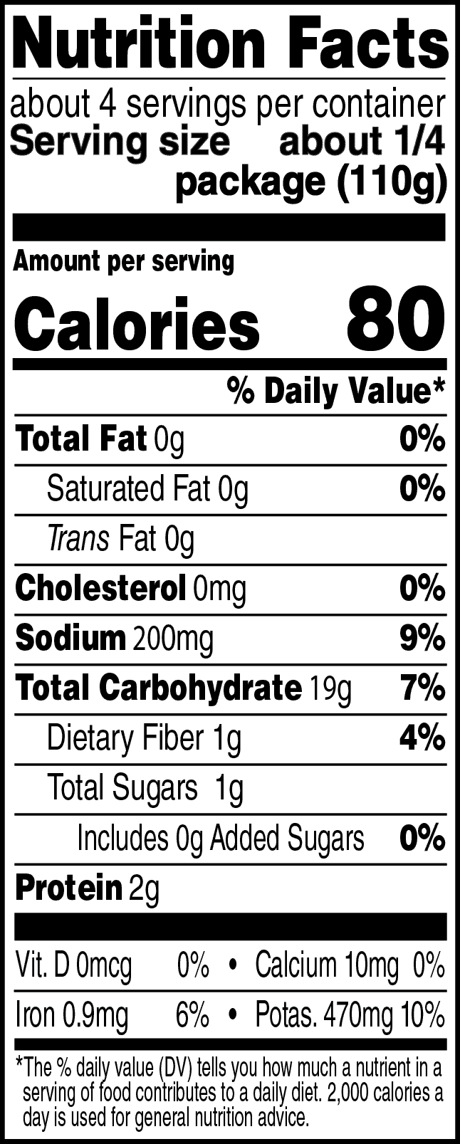 Potatoes Your Way Garlic Parsley Nutrition Facts