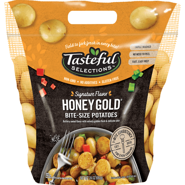 Tasteful Selections gusseted bag of Honey Gold Bite-Size Potatoes