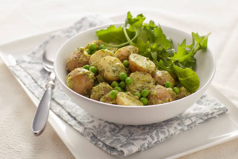 Creamy Green Potato Salad recipe made with baby potatoes