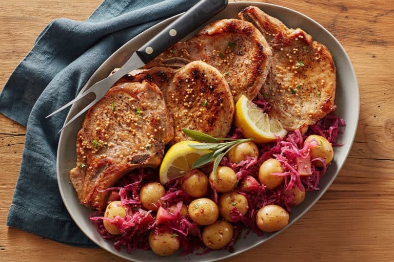 Recipe for Fall Pork and Potatoes made with baby potatoes