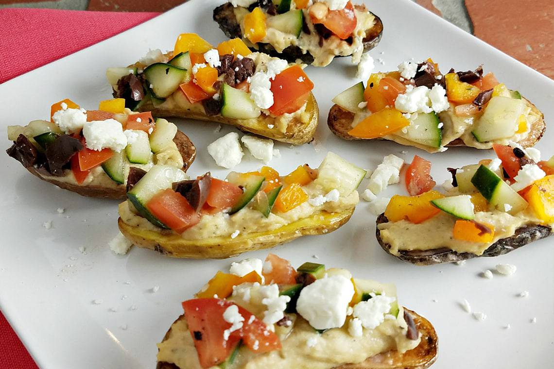 Mediterranean Potato Bruschetta recipe made with fingerling potatoes