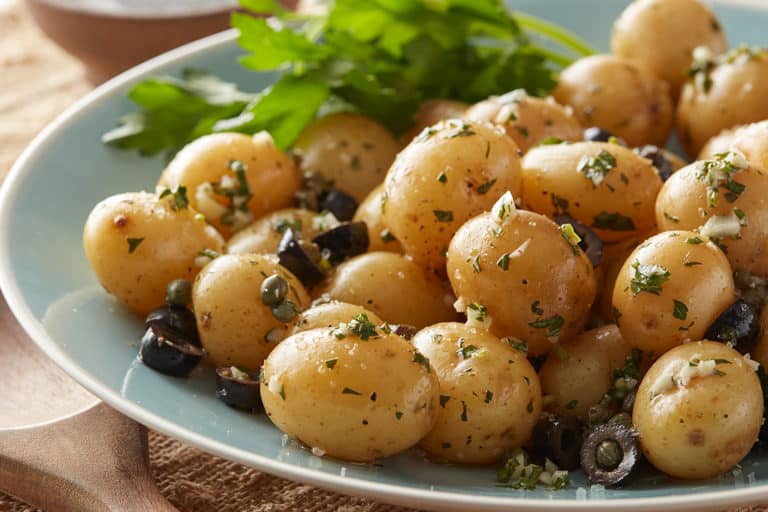 Mediterranean Potato Salad recipe made with baby potatoes