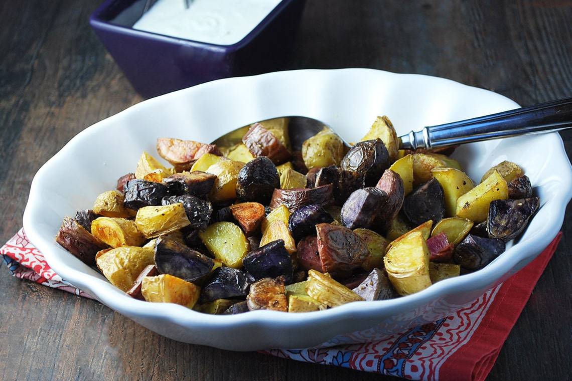 Roasted Fingerling Potatoes with Fresh Chive Dressing recipe made with small potatoes