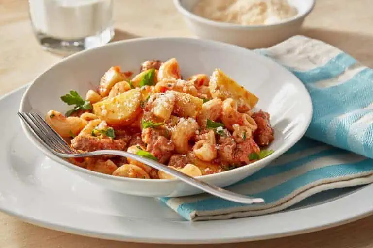 Saucy Macaroni & Potato Meatballs