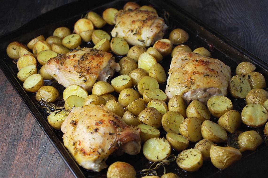 Recipe for Sheet Pan Rosemary Roasted Chicken and Potatoes