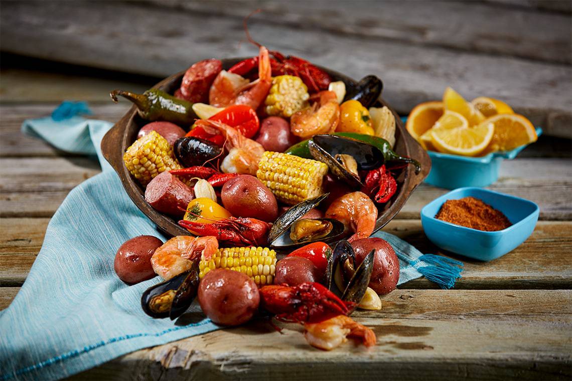 Recipe for Spicy Cajun Seafood Boil made with baby red potatoes