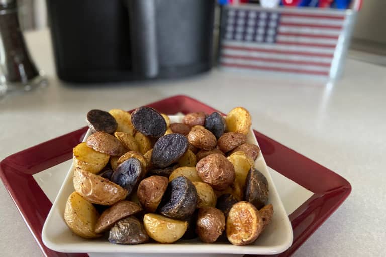 Recipe for American Blend Air Fryer Potatoes made with baby potatoes