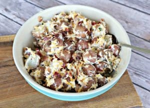 Recipe for Bacon and Cheddar Potato Salad made with baby potatoes (2)