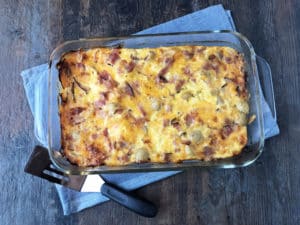 Cheesy Breakfast Potato Casserole recipe made with small potatoes (4)