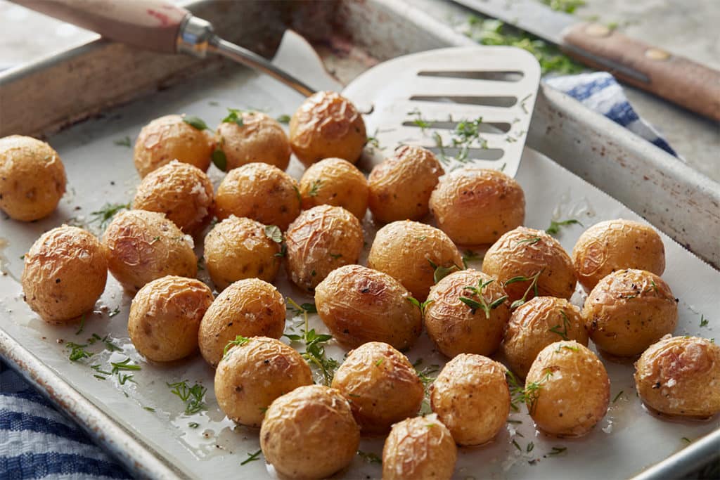 Recipe for Herb Roasted Potatoes made with baby potatoes