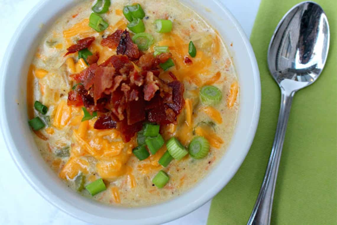 Loaded Baked Potato Soup recipe made with small potatoes