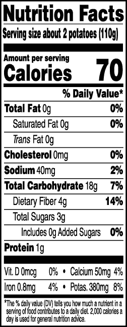 Tasteful Selections Mini Sweet Potatoes Nutrition Facts