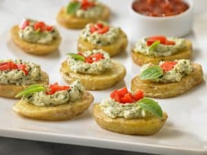 Recipe for Potato Crostinis with Pesto made with baby potatoes (2)