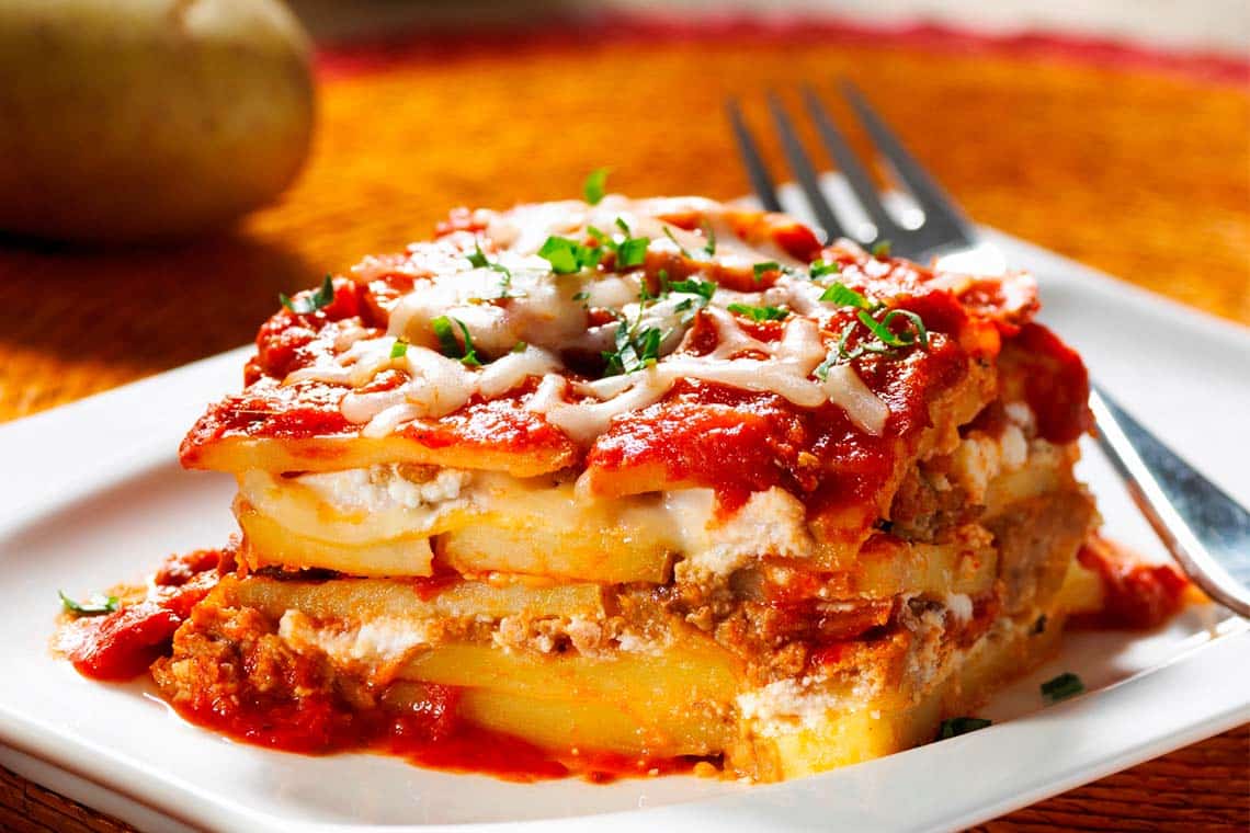 Recipe for Quick and Healthy Gluten-free Potato Lasagna made with small potatoes