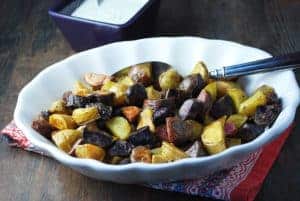 Recipe for Roasted Fingerling Potatoes with Fresh Chive Dressing made with small potatoes (1)