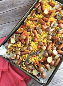 Recipe for Roasted Potato, Sausage and Vegetable Salad made with baby potatoes (1)