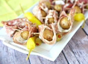 Recipe for Salami and Roasted Potato Skewers made with baby potatoes (3)