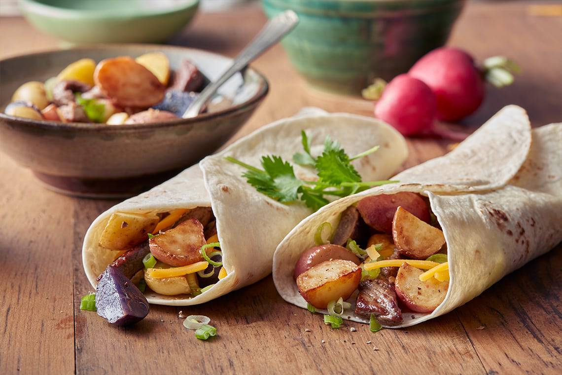 Recipe for Steak and Potato Wraps made with small potatoes