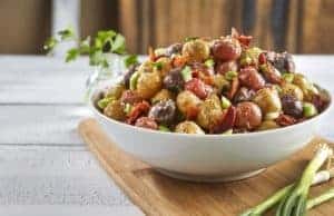 Tasteful Selections recipe for Roasted Nibbles Gourmet Potato Salad with Garlic and Bacon made with Sunrise Medley baby potatoes (1)