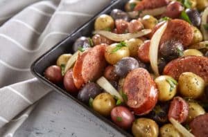 Tasteful Selections recipe for Weeknight One-Dish Nibbles Skillet made with Sunrise Medley baby potatoes