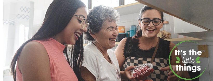 Women laughing in kitchen – It's the Little Things Facebook Header - January 2021