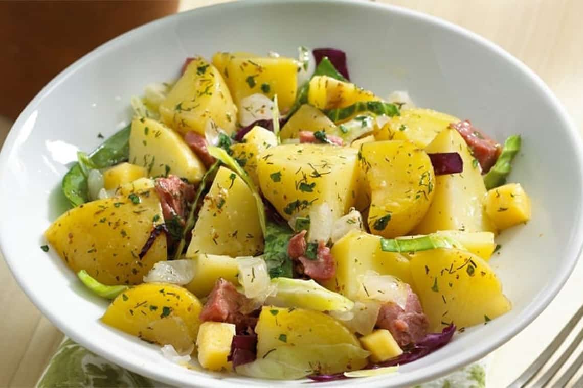 Combine classic Irish ingredients – corned beef, cabbage, Dubliner cheese and potatoes – to create a delicious Corned Beef and Cabbage Warm Potato Salad.