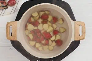 Potatoes covered in water