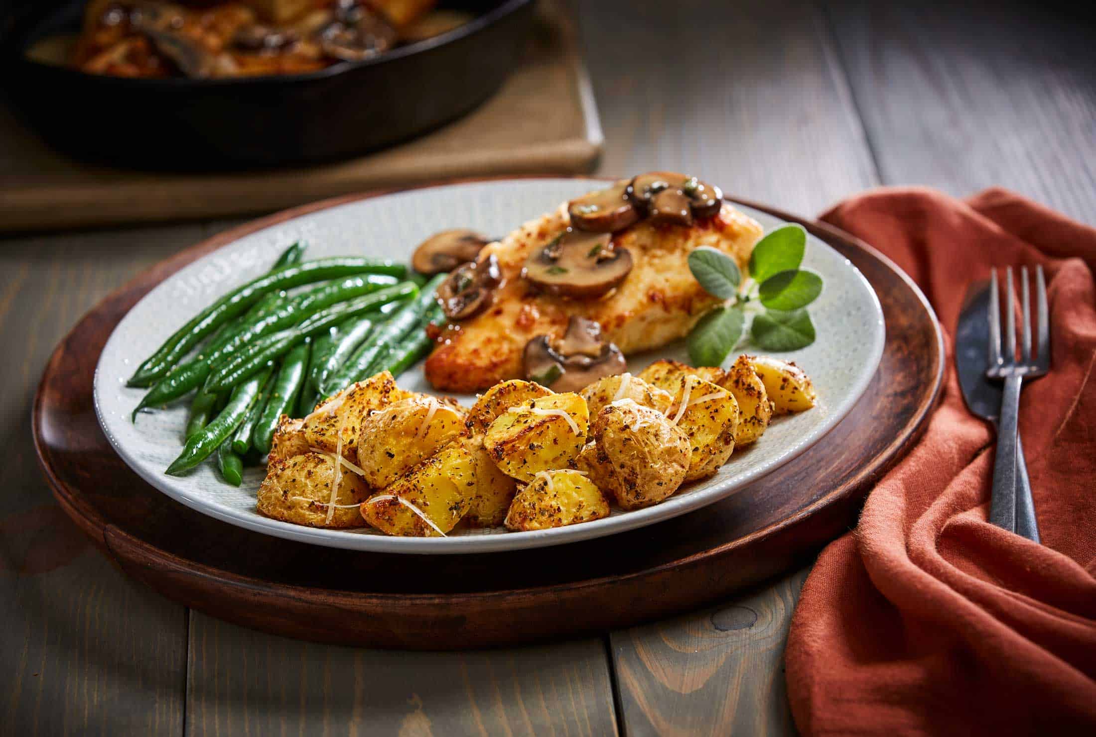 Lemony Chicken Marsala with Zesty Italian Herb Potatoes