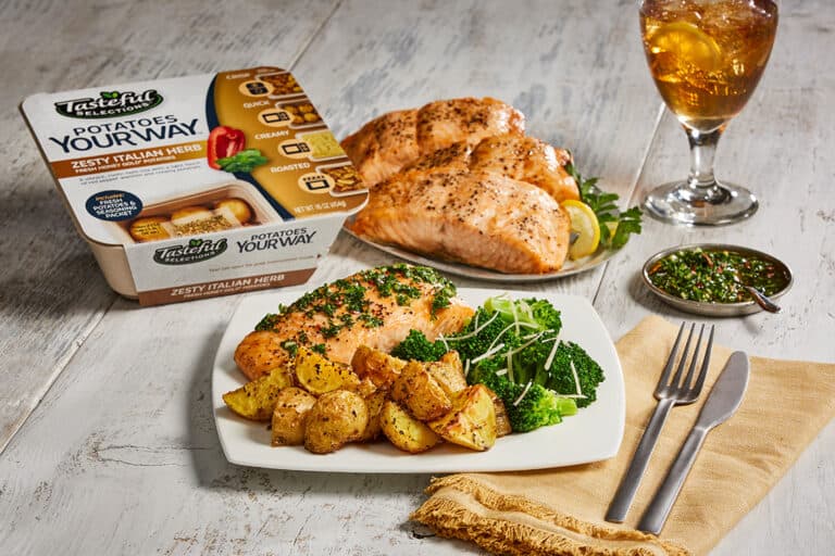 Roasted Salmon with Chimichurri Sauce with Roasted Zesty Italian Herb