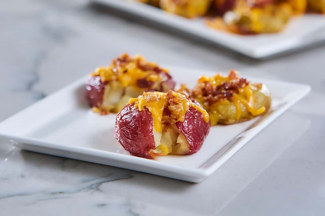 Smashed Potatoes with Bacon & Cheese