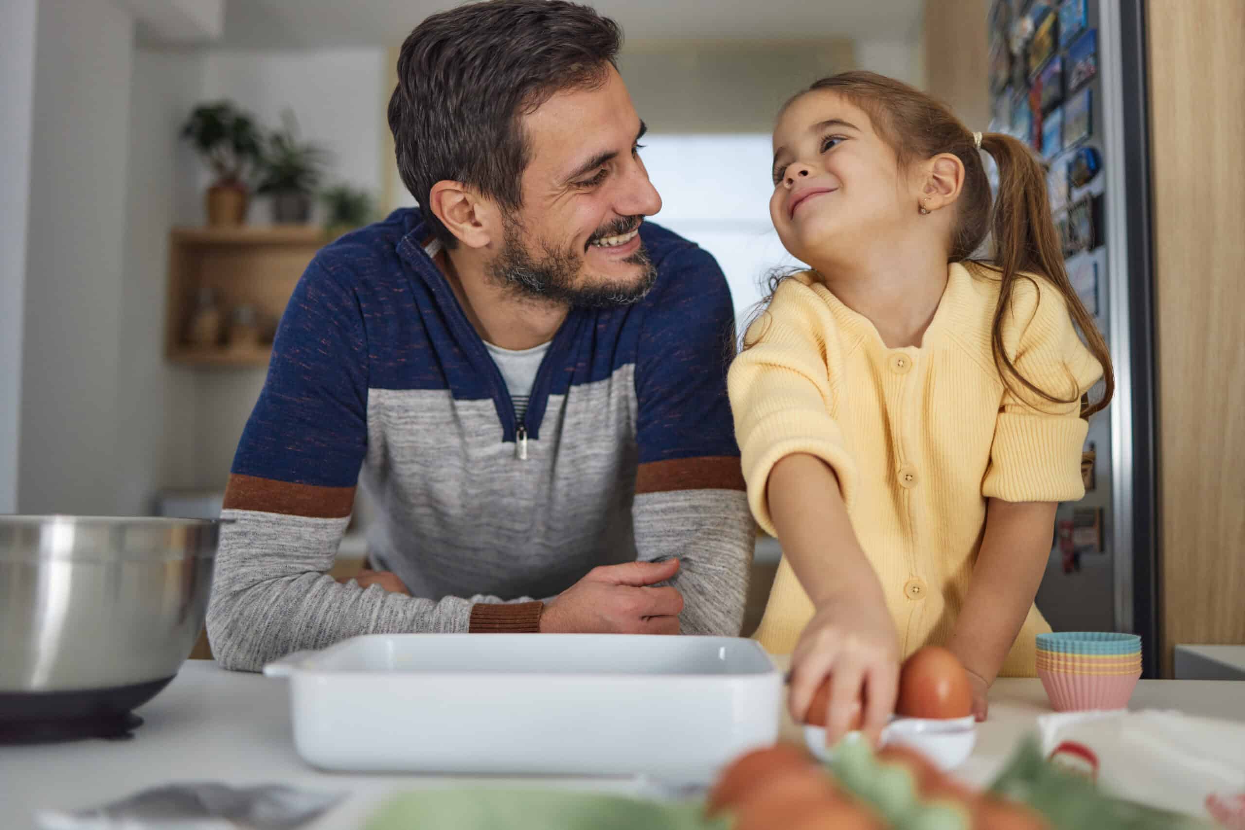 Dad and daughter in the kitchen