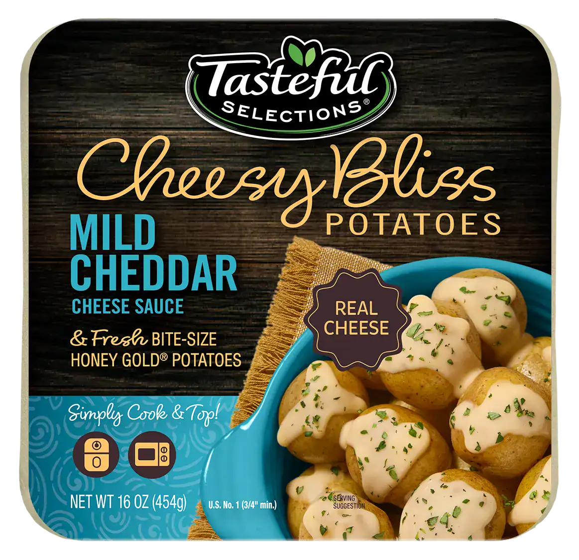 Cheesy Bliss mild cheddar potatoes package