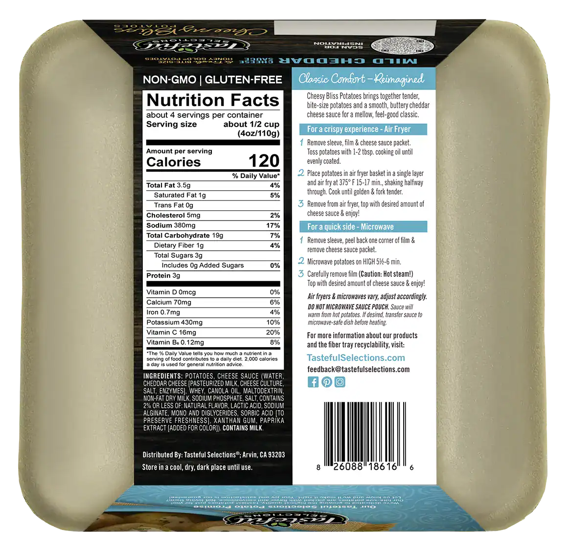 Cheesy potatoes nutrition facts and cooking instructions.